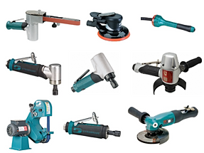 Grinders, Drills, Sanders, Belt Tools, Dotco, Dynabrade, Michigan Pneumatic, CP, Air Turbine, Desoutter, IR, Top Cat, Sioux, Nitto