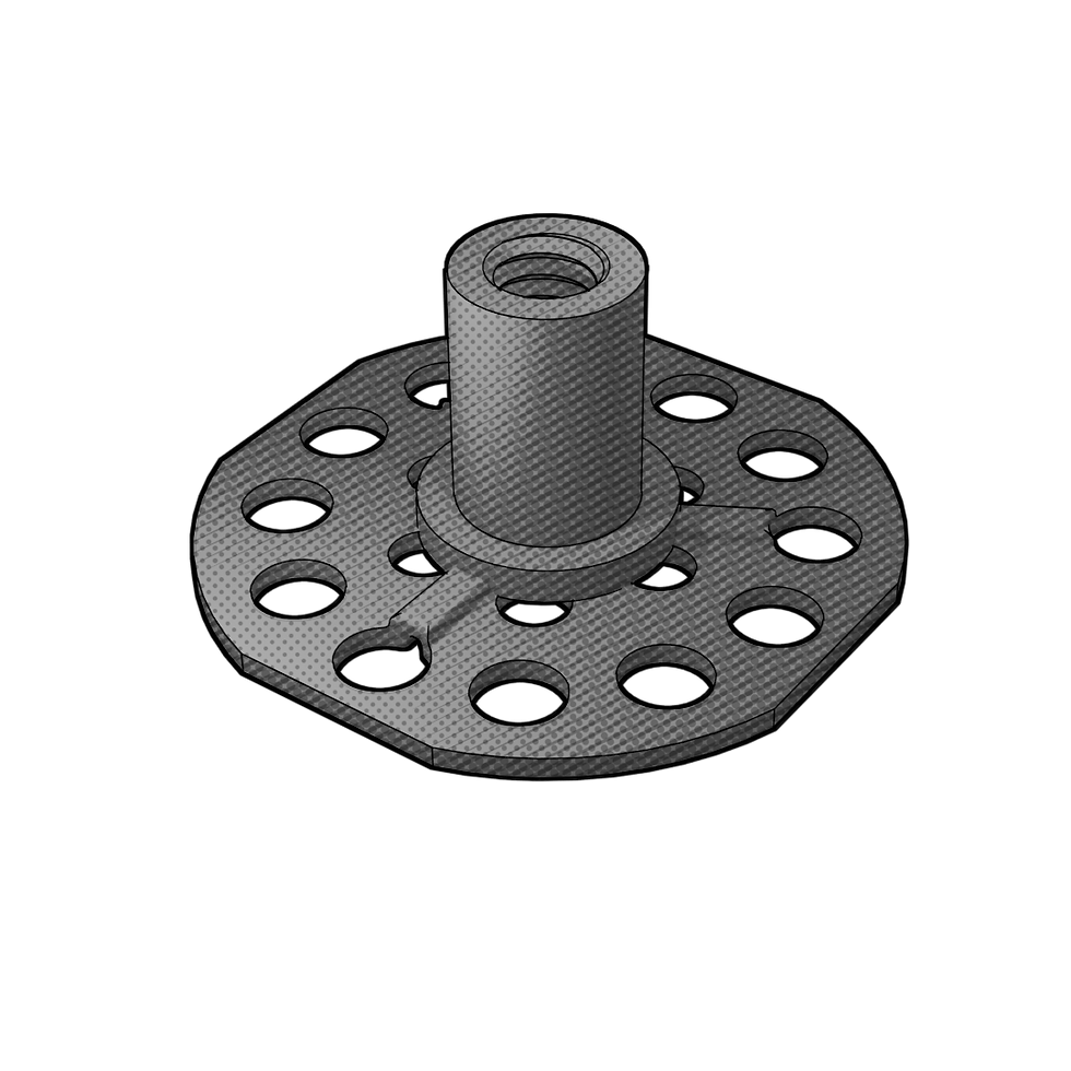 SS Adhesive-Mount Collar, 1/4-20 Thread, 0.625" Length, 38mm Base