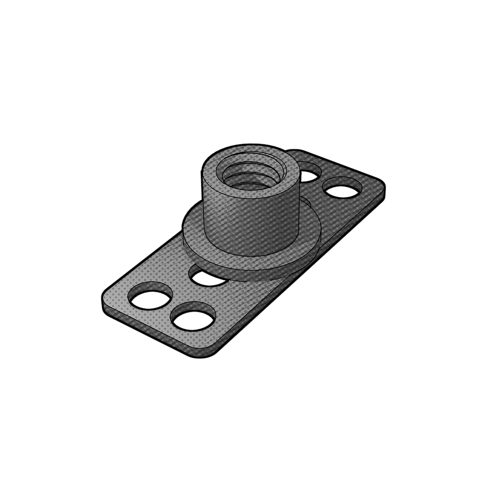 Steel Adhesive-Mount Collar, 5/16-18 Thread, 0.375" Length, 38mm x 19mm Base