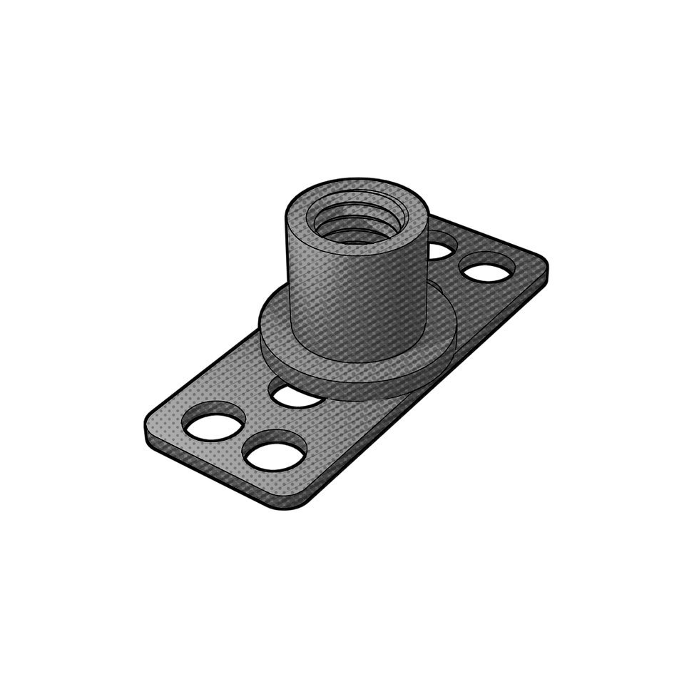 Steel Adhesive-Mount Collar, M8 Thread, 12.00mm Length, 38mm x 19mm Base