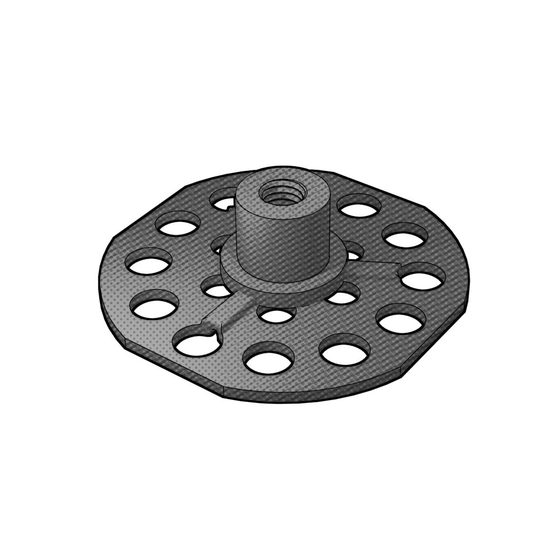 Steel Adhesive-Mount Collar, #10-32 Thread, 0.750" Length, 38mm Base