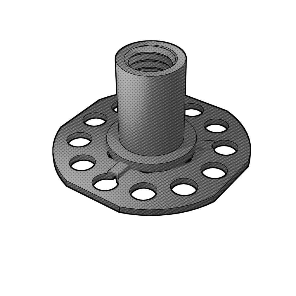 Steel Adhesive-Mount Collar, 3/8-16 Thread, 0.750" Length, 38mm Base