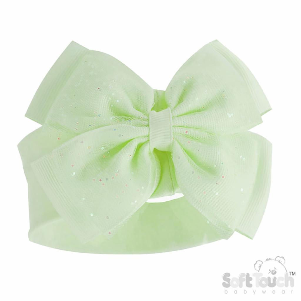 Baby Soft Touch lime green glitter headband 