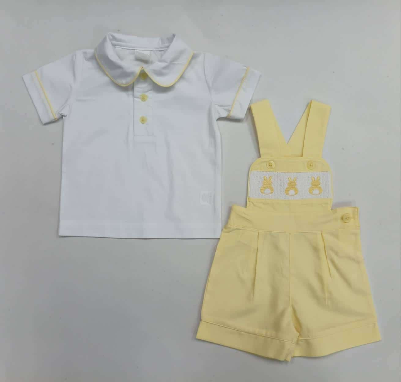 Lemon Boys Smocked Rabbit Dungaree Set