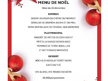 Menu du jour de Noël