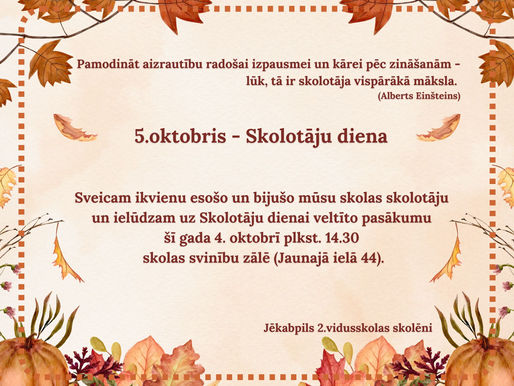 5.oktobris – Skolotāju diena