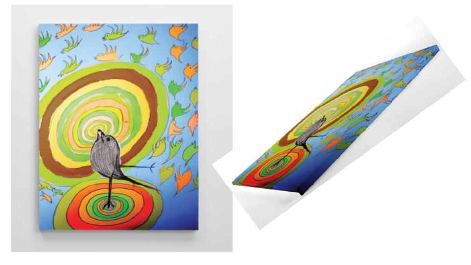 Bird In Center Canvas