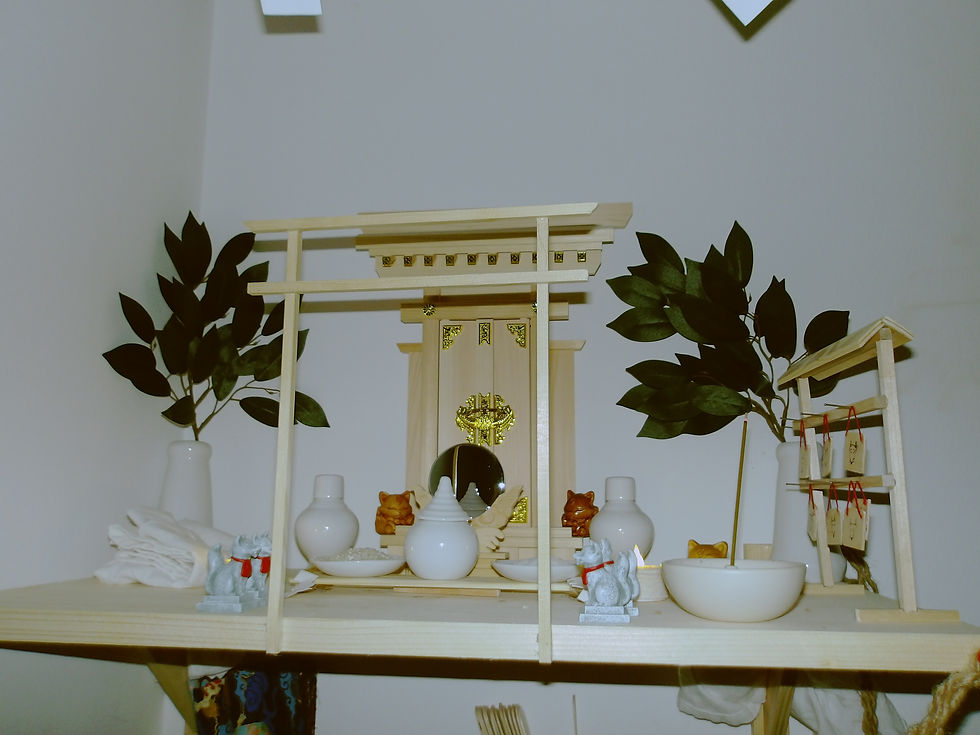 My kamidana with incense lit.