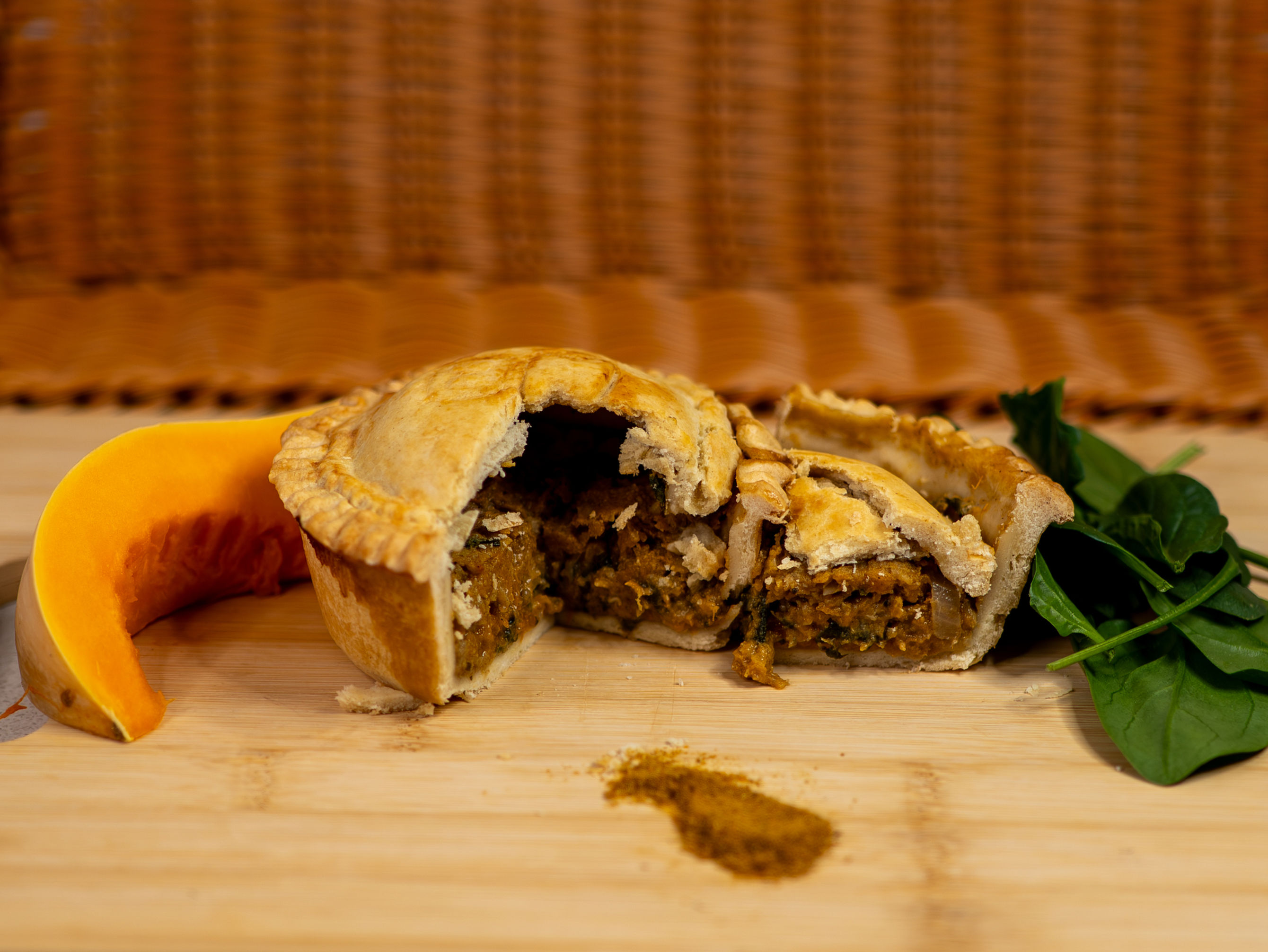 Spiced Butternut Squash & Spinach Pie (v)