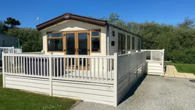 front photo of a static caravan
