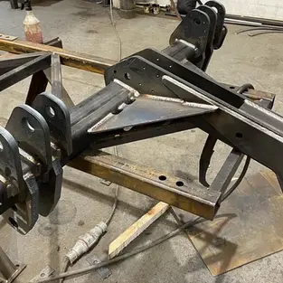 Close-up of a heavy-duty metal frame structure