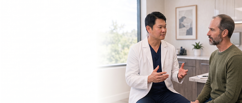 Doctor consulting a patient on U.S. hair transplant vs Turkey.
