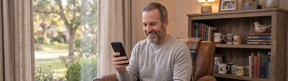 Man researching U.S. hair transplant vs Turkey on phone.