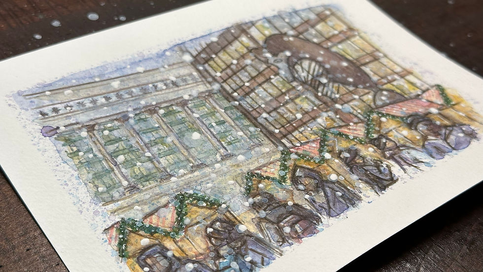Thumbnail: Christmas in Chicago at Daley Plaza - Hand-painted Watercolor Art Print