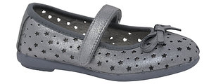 Vulladi CAN Star Dark Silver Leather Ballet Flat-Mary Jane (Toddler Girl)