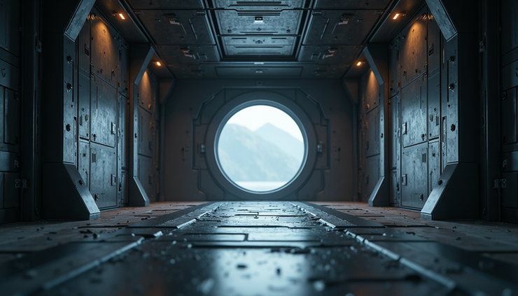 Eye-level view of a futuristic vault entrance in Borderlands 4