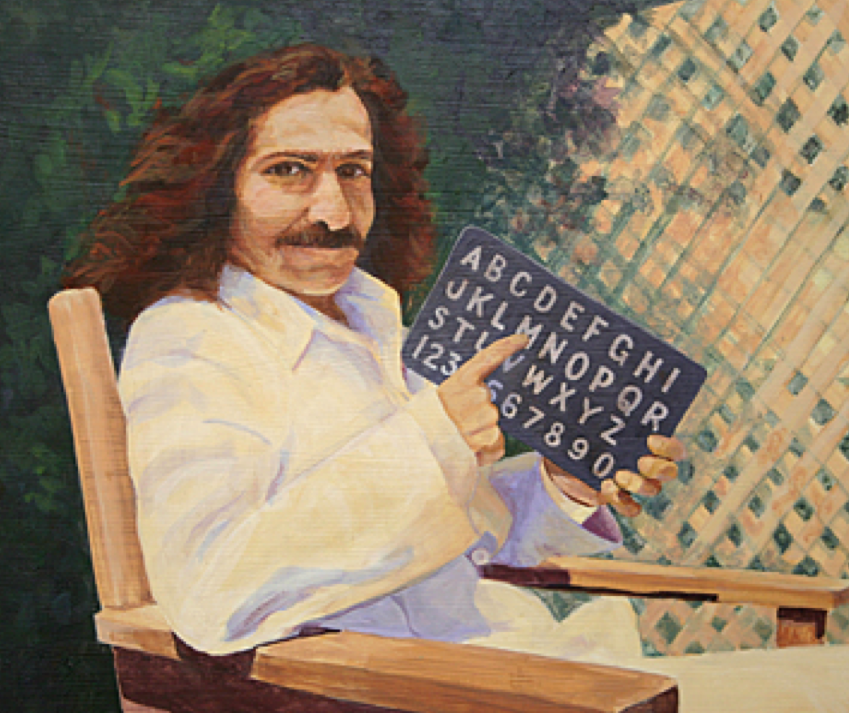 Meher Baba with Alphabet Board