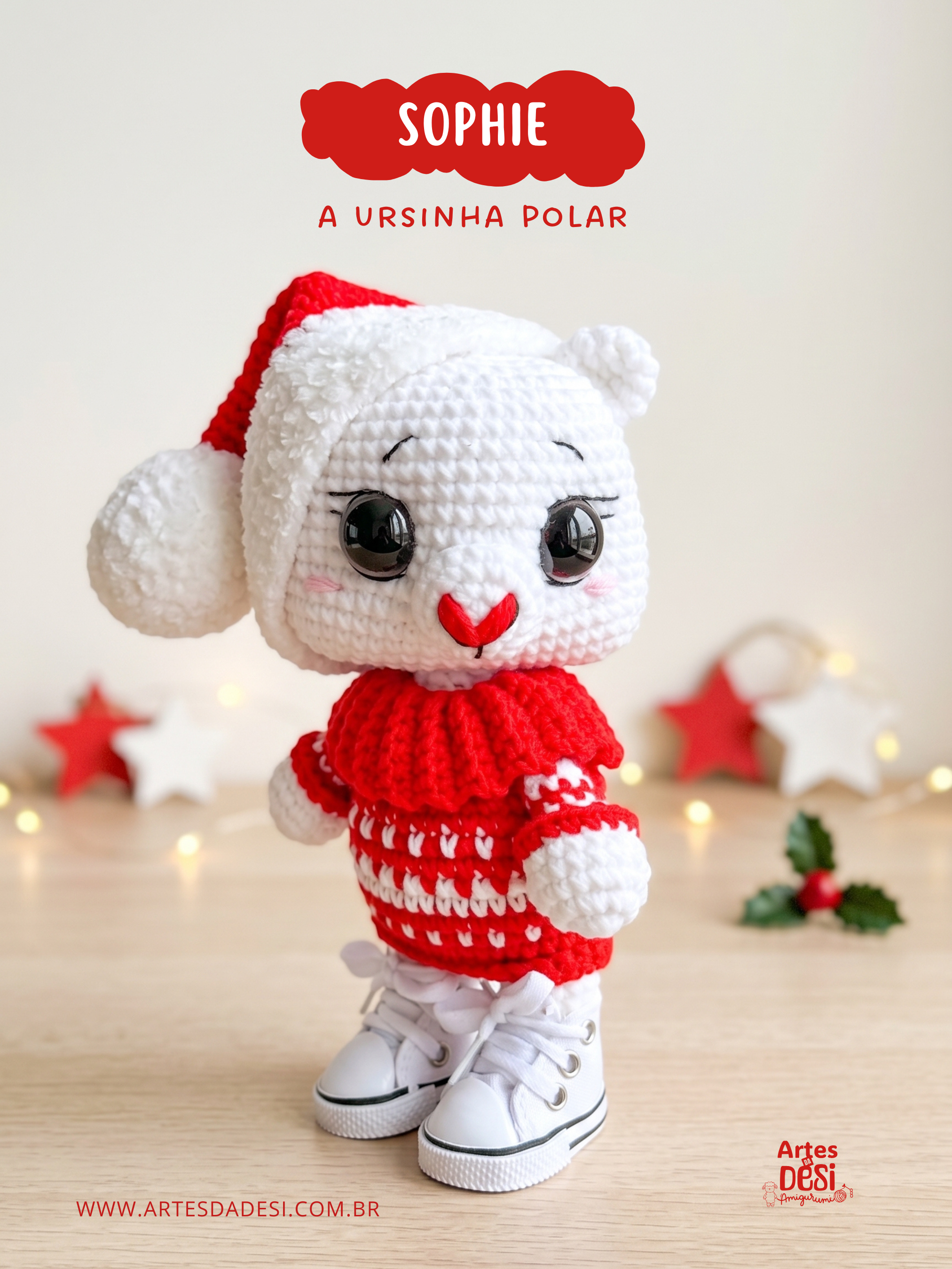 Receita em PDF - Sophie - A ursinha Polar Amigurumi