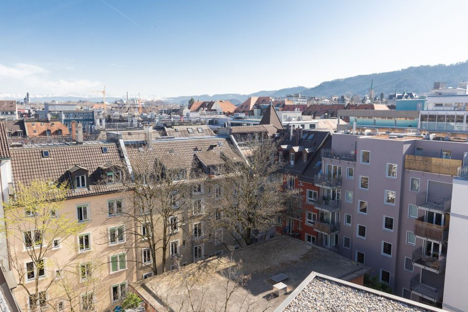 Blick auf die Dächer im Sihlfeldquartier