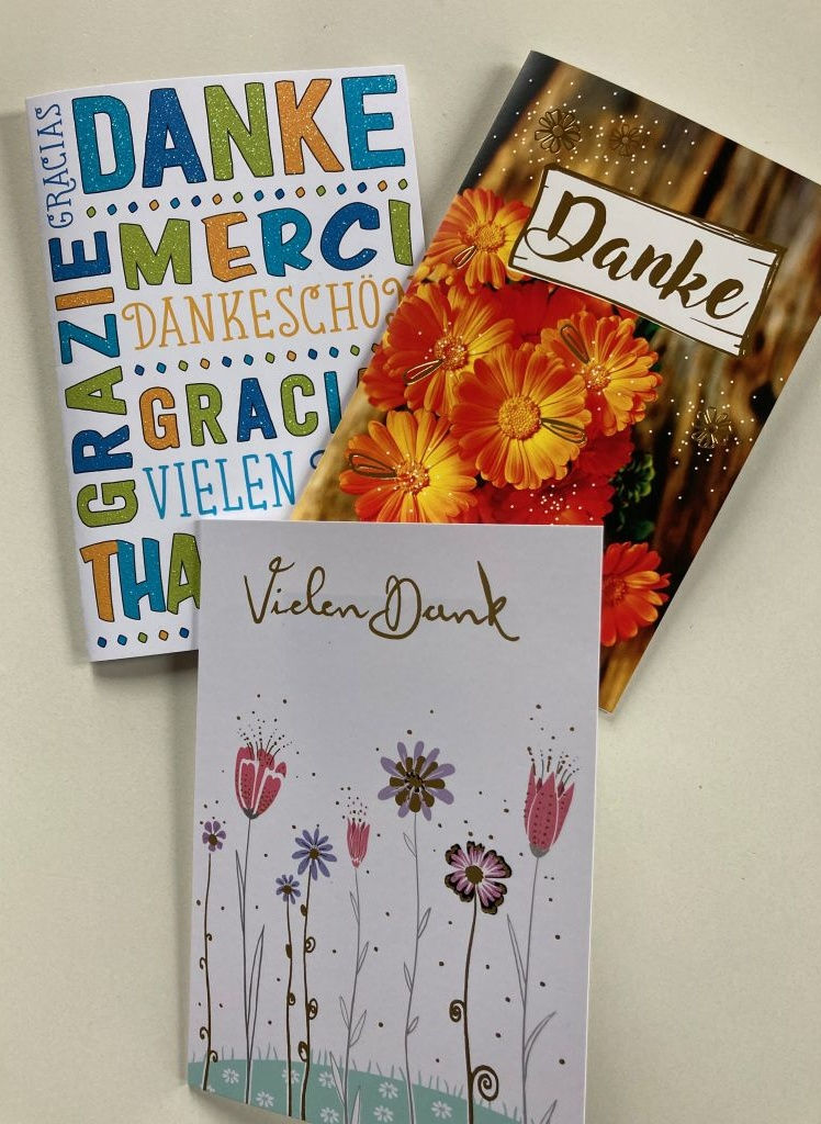 Dankeskarten an die drei Quartierheldinnen von Wiedikon