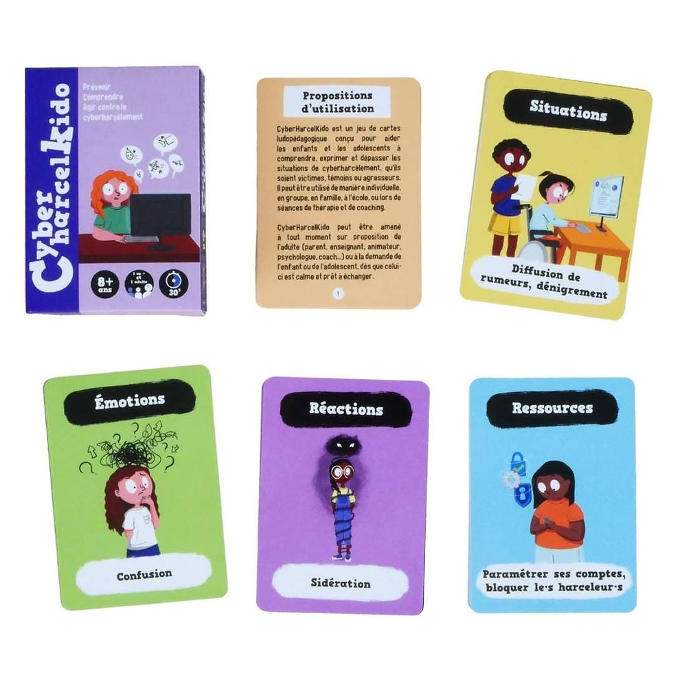 Les éléments du jeu CyberharcelKido sur le cyberharcèlement