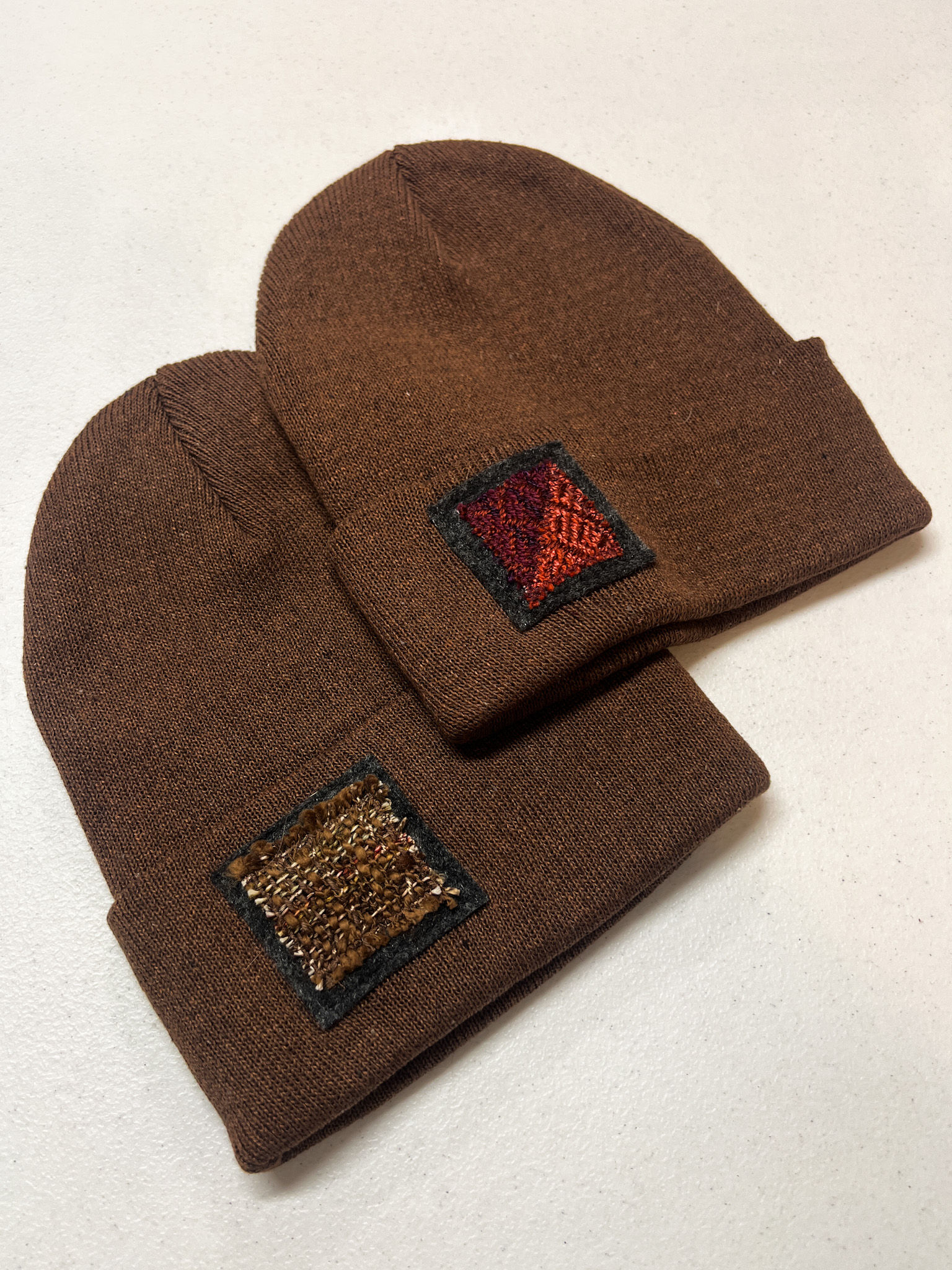 Handwoven Patch Beanie - Brown