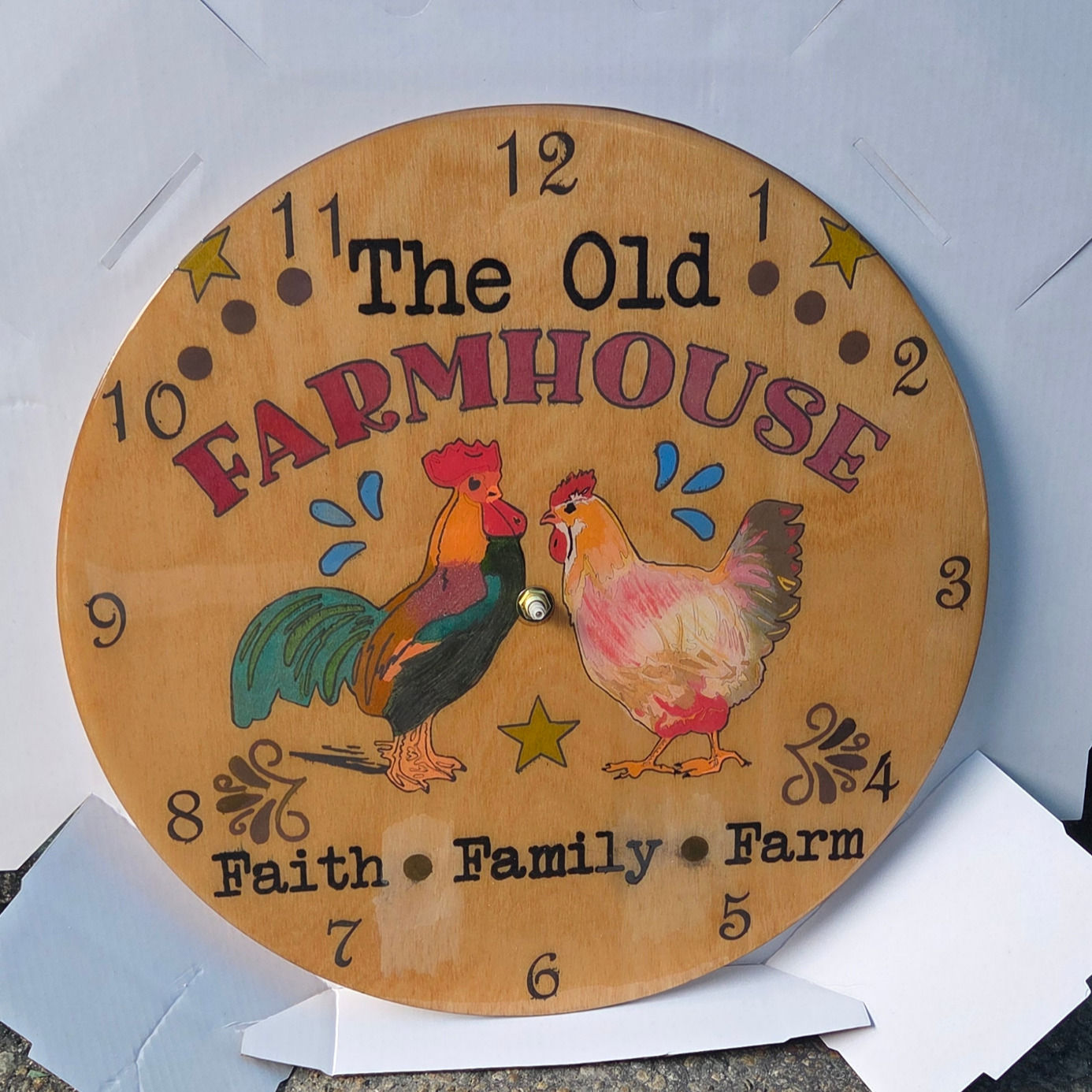 Old Farmhouse Round Clock