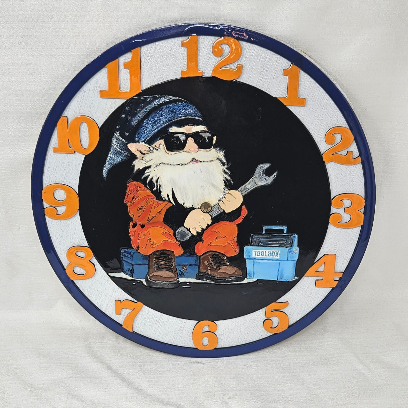 Mechanic Gnome Round Clock