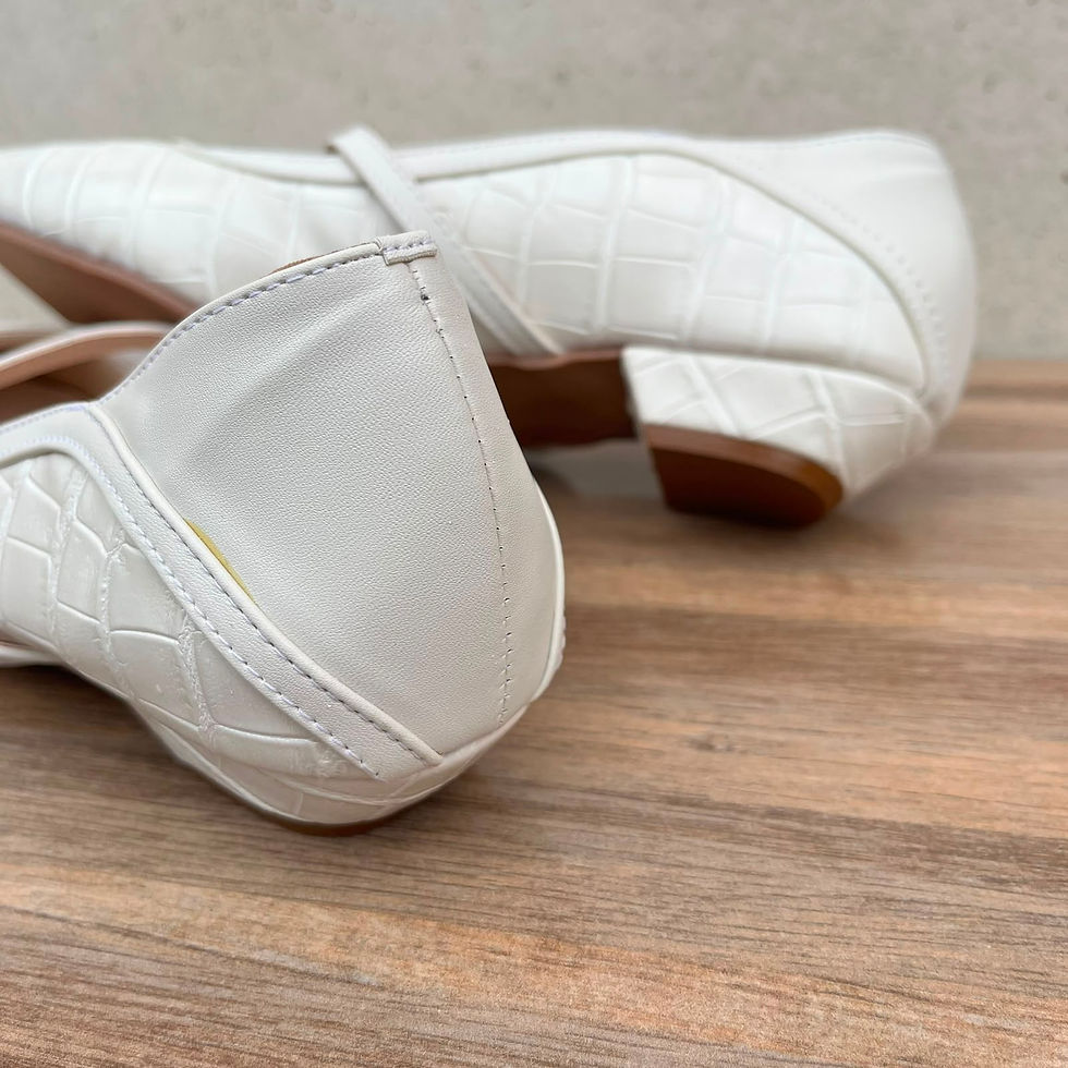 Miniatura: Scarpin Off White Croco c/Bico Quadrado Salto Bloquinho - 2cm