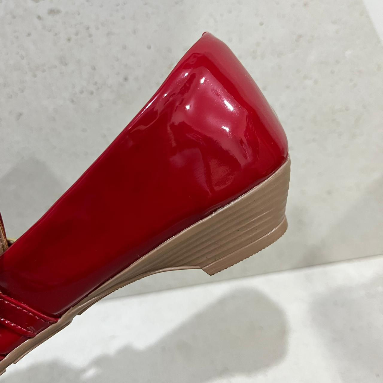 Sapato Linha Basica Confort Vermelho Verniz - Salto 2cm