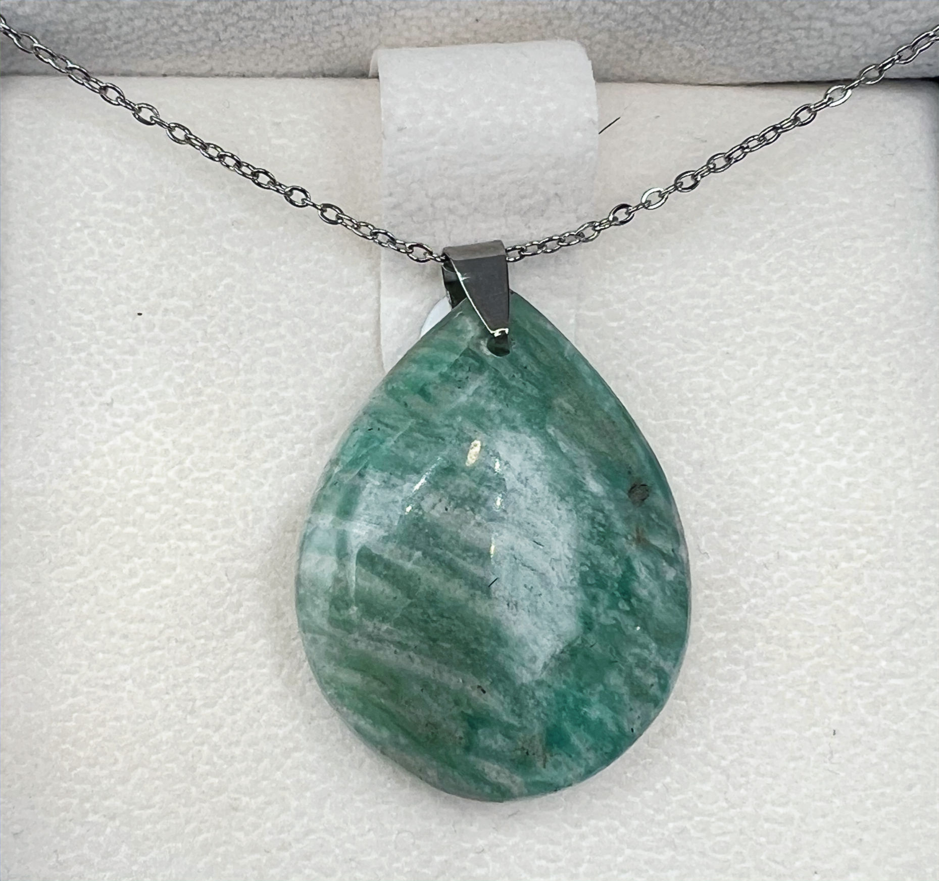 Pendentif en Amazonite avec Chaîne Inox – Apaisement et Harmonie