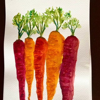 watercolor painting of carrots red orange and yellow carrots sketchbook illustration