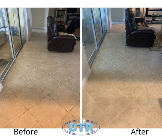 Living Room Transformation! Its amazing how fresh grout can change the look and feel of a room!