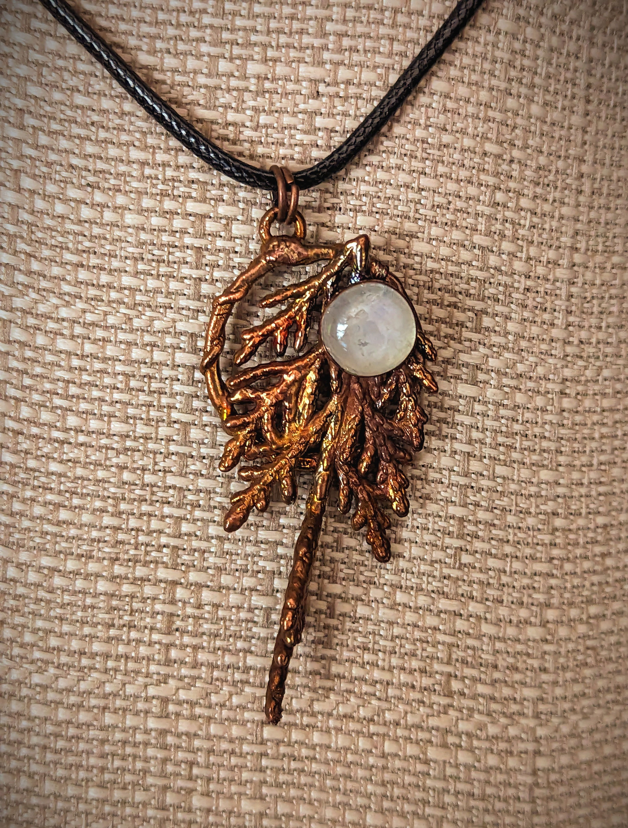 Copper Plated Juniper & Moonstone Pendant Necklace