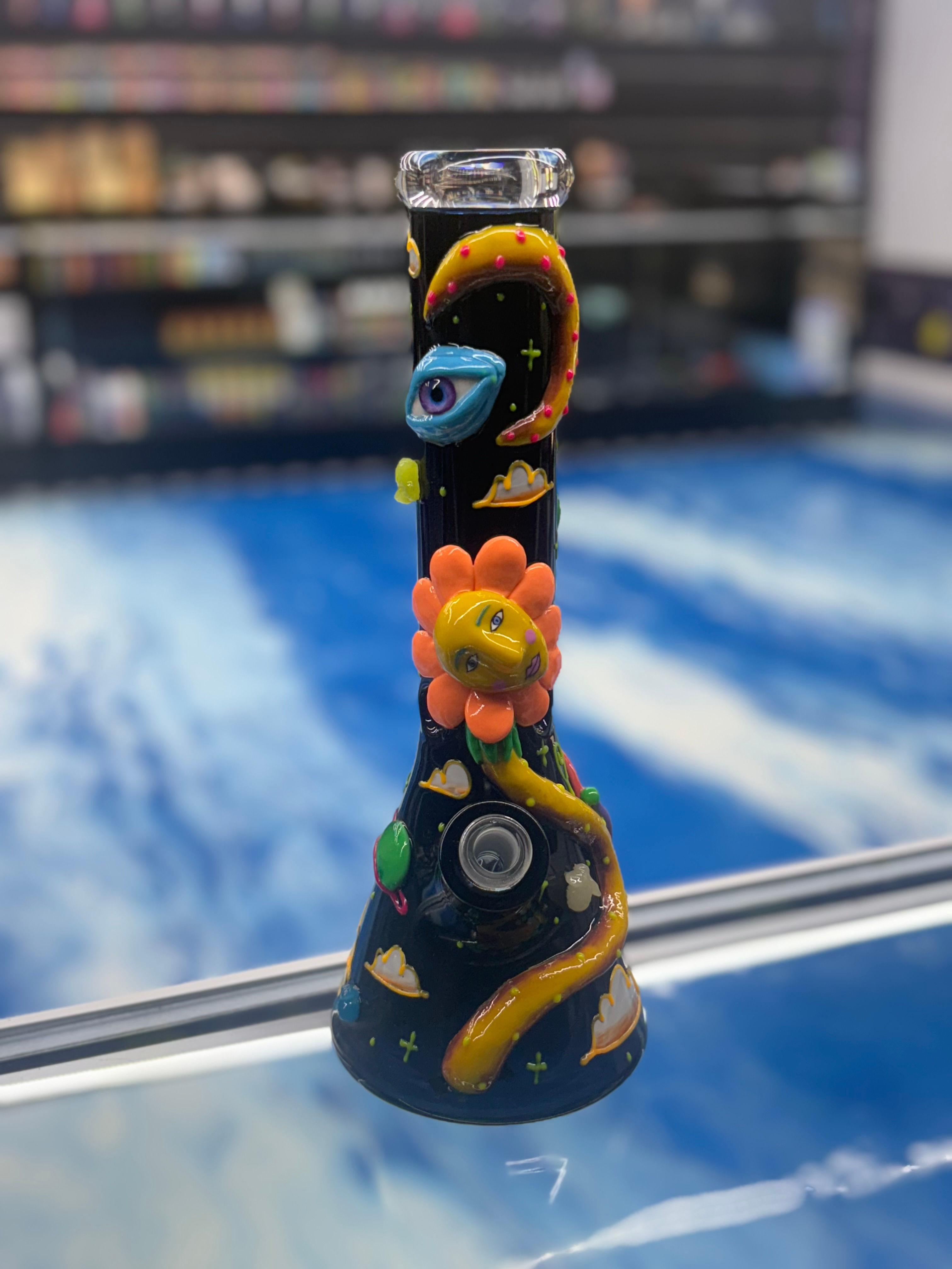 Cosmic Garden Glass Water Pipe – Handcrafted Art Bong
