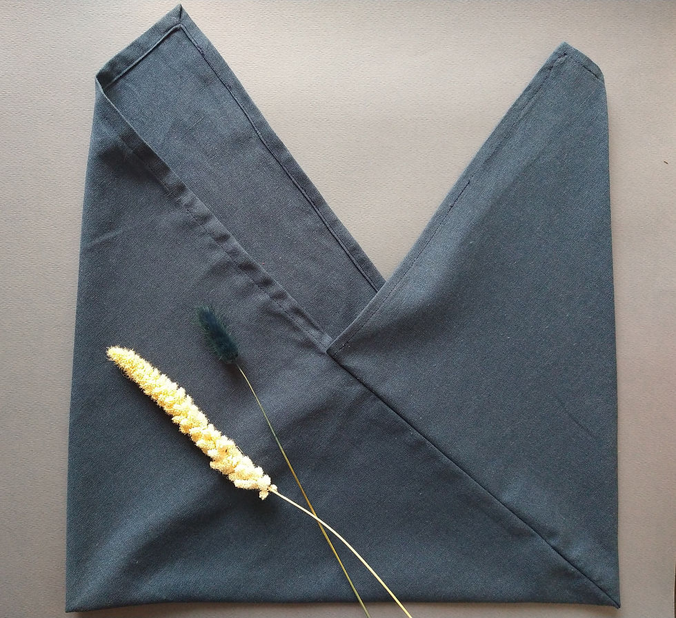 Miniature : sac bento en lin bleu déplié vue de haut
