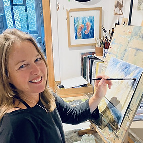 Lisa Kossuth painting in her East Sussex studio.