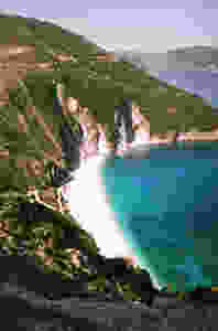 Aerial view of myrtos beach in kefalonia greece