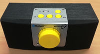 This image shows the sovereign player a large portable USB speaker popular with those who listen to talking books.