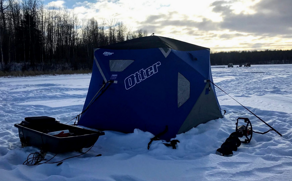 a flip-over ice shelter