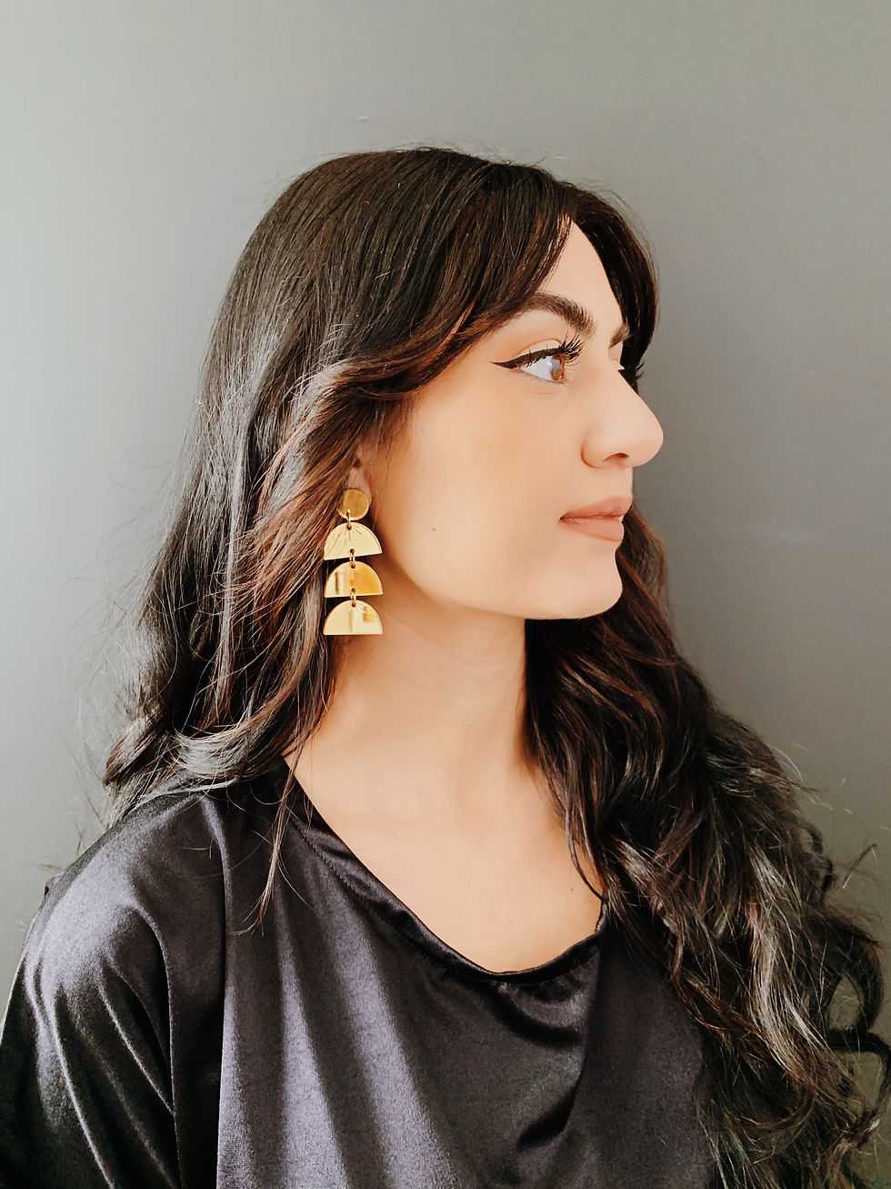 Thumbnail: Sigfús  Designs - Triple Half Moon Earrings - GOLD MIRROR