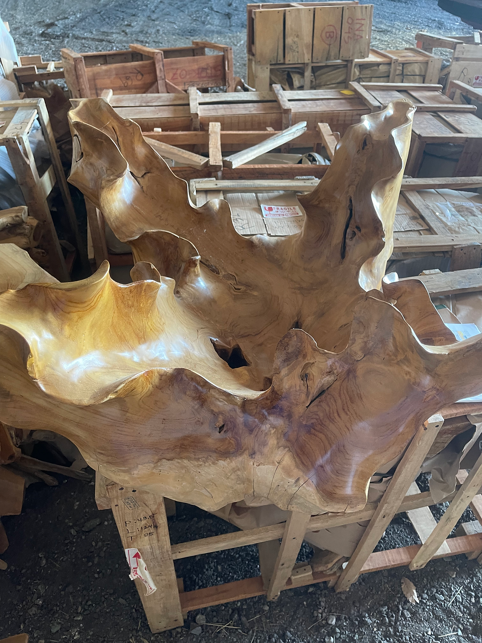 Thumbnail: Round Carved Teak Root Coffee Table