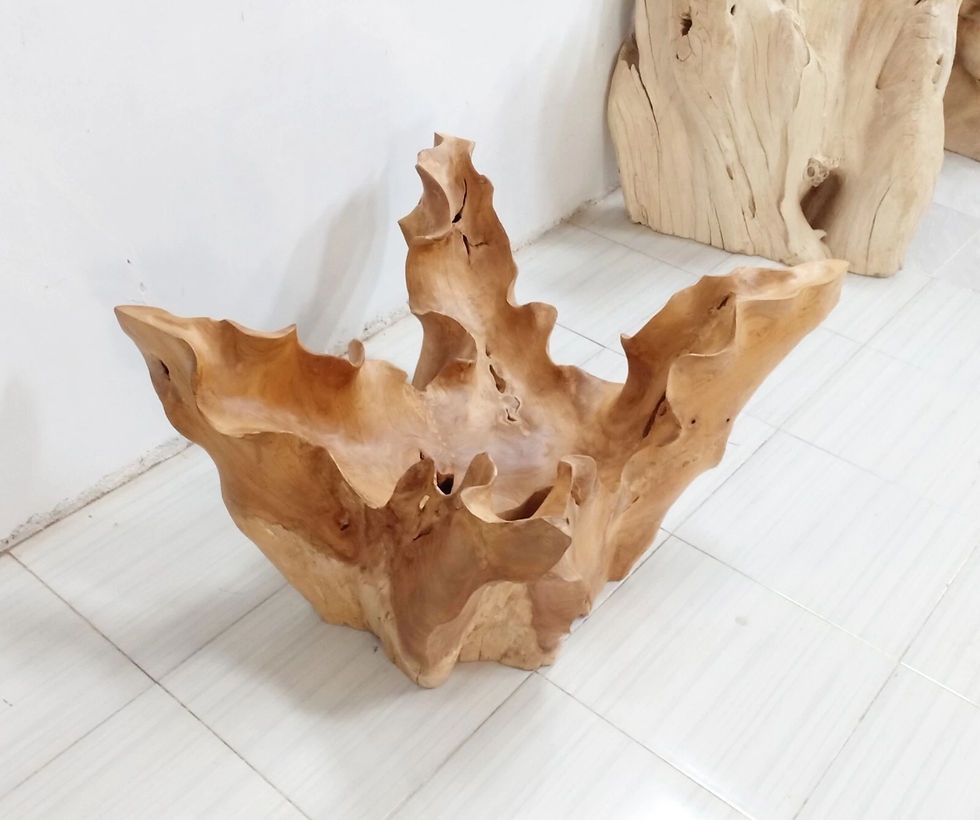 Round Carved Teak Root Coffee Table