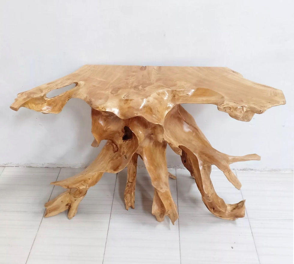Thumbnail: 49" Carved Teak Root Console Table