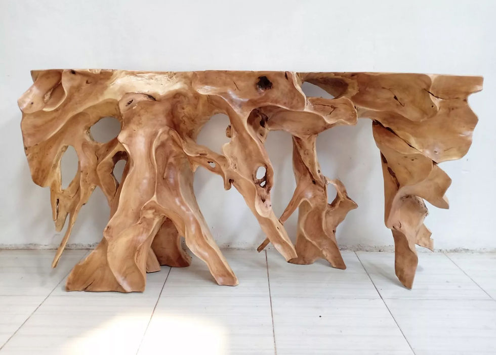 Thumbnail: 60" Carved Finished Teak Root Console
