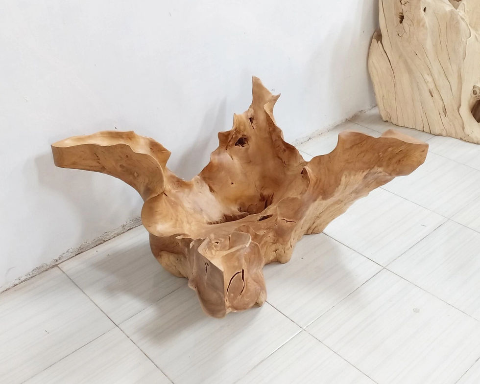 Thumbnail: Round Carved Teak Root Coffee Table