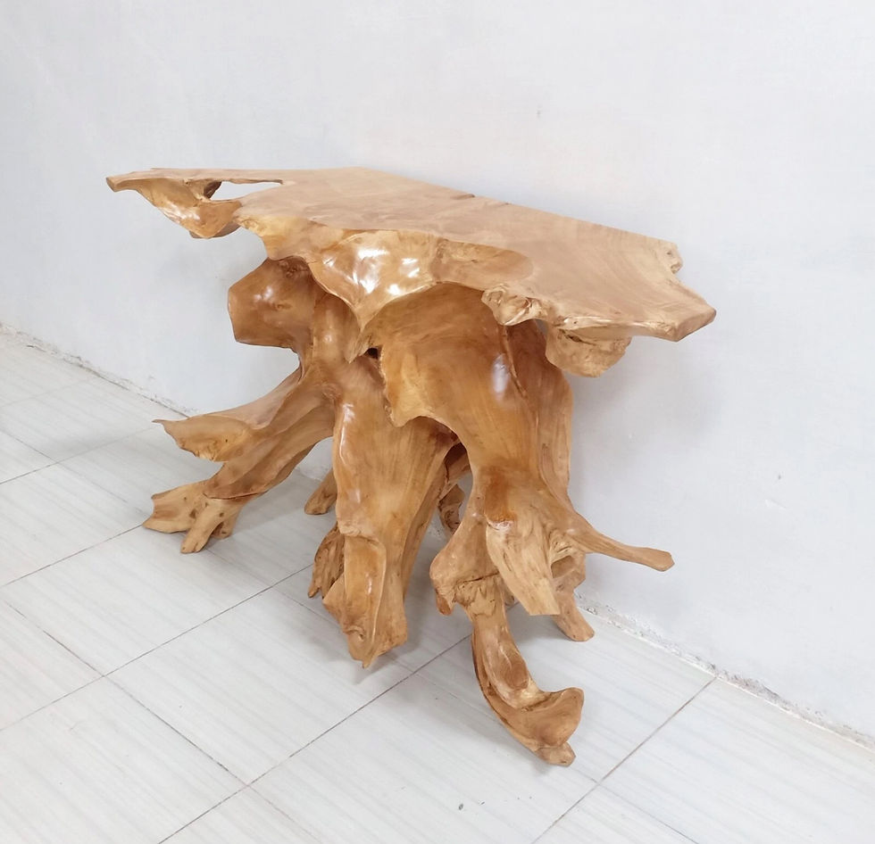 Thumbnail: 49" Carved Teak Root Console Table