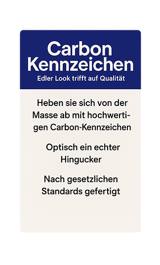 Carbon Kennzeichen hochwertig und Gesetzeskonform