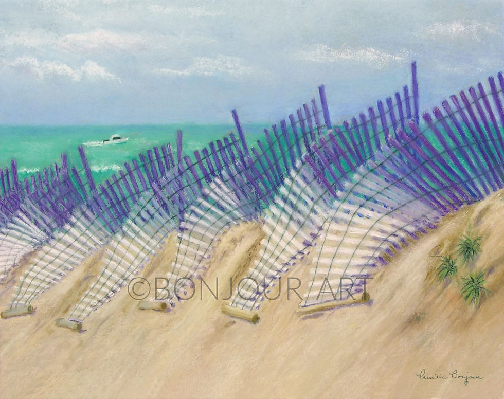 Originally a beachy pastel painting, "Shifting Sands" now comes in unique notecards and various sizes of prints