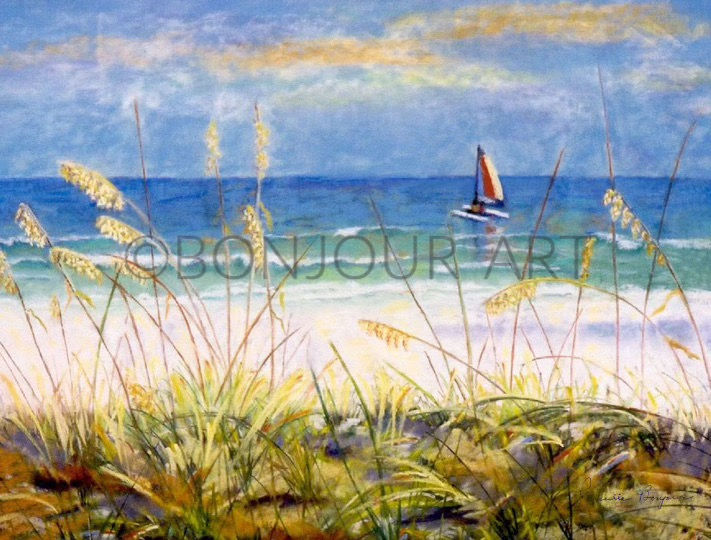 Originally a beautiful pastel painting, "Seascape" now comes in unique blank notecards and prints.